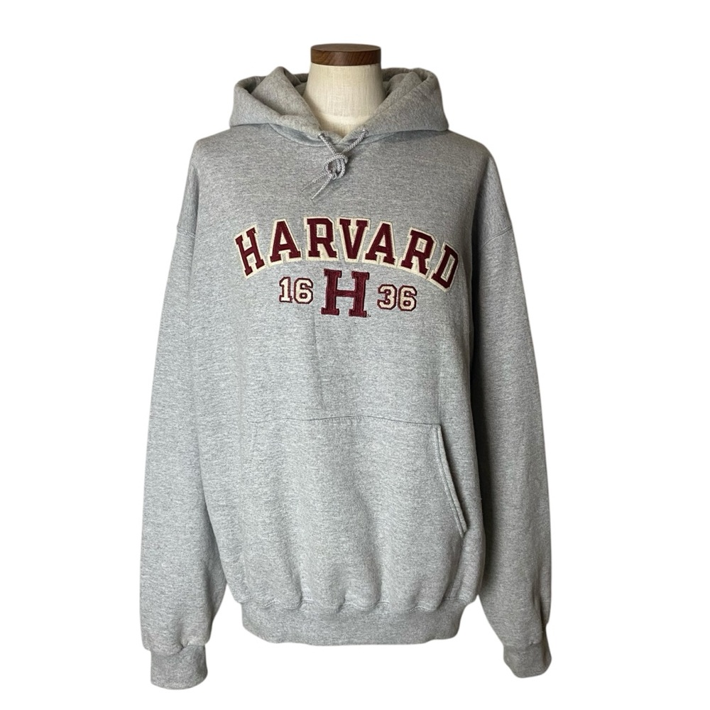 Vintage 90s Y2K Harvard Champion Hoodie Grey Sz L